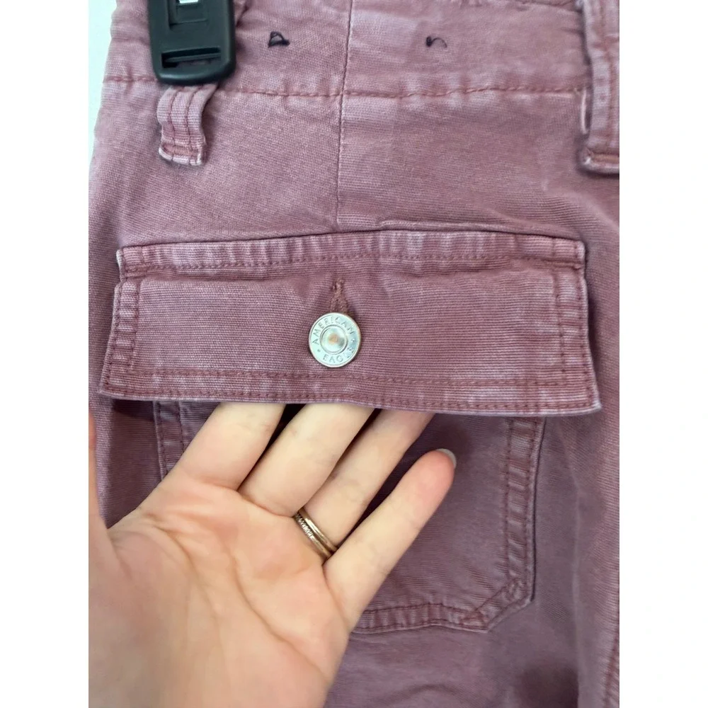 American Eagle Stretch Flare Utility Pants Mauve Purple Size 2 Long High Rise